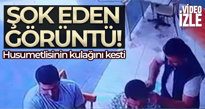 Husumetlisini börekçide yakalayıp kulağını kesti