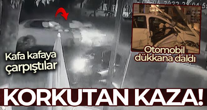 Çekmeköy’de 2 otomobil kafa kafaya çarpıştı: Otomobil dükkana daldı, 3 yaralı