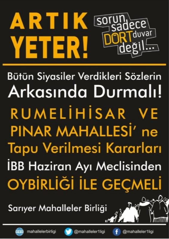 Sarıyer Mahalleler Birliği Basın açıklaması yapacak