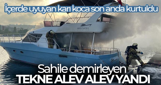 Balat’ta sahile demirleyen tekne yandı: İçerde uyuyan karı koca son anda kurtuldu