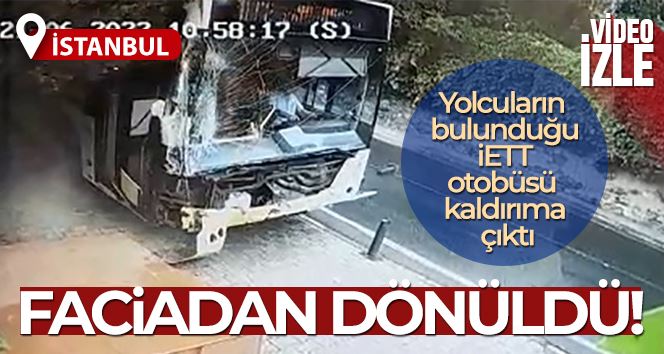 Ortaköy’de içinde yolcuların bulunduğu İETT otobüsü kaldırıma çıktı: Faciadan dönüldü