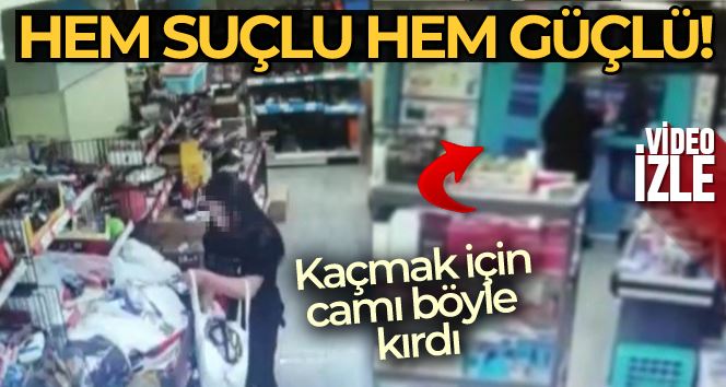 Marketten hırsızlık yaptı, kaçmak için camı yumrukladı