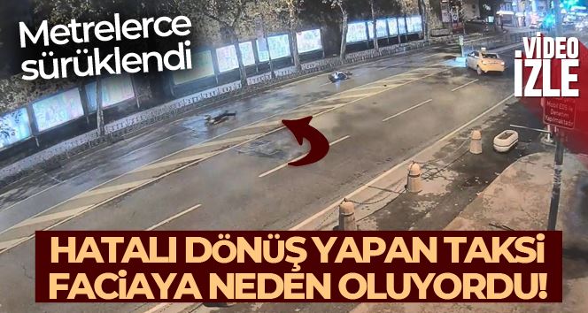 Dolmabahçe’de feci kaza kamerada: Motosikletli metrelerce sürüklendi