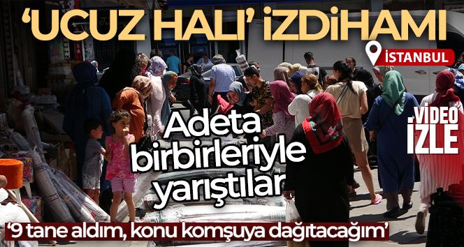 Fatih’te “ucuz halı” izdihamı