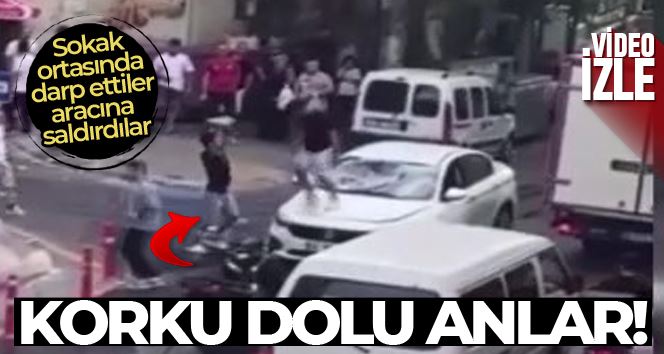   Kağıthane’de motosikletle önünü kestikleri şahsı öldüresiye dövüp, otomobiline taşla böyle saldırdılar