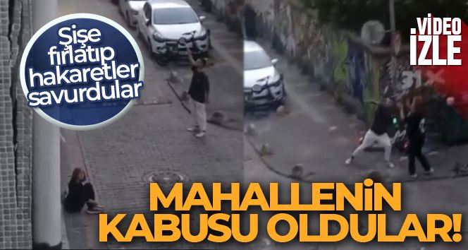 İstanbul’da sevgili çift kabusu kamerada: Mahalleliye sataşıp camını kırdılar