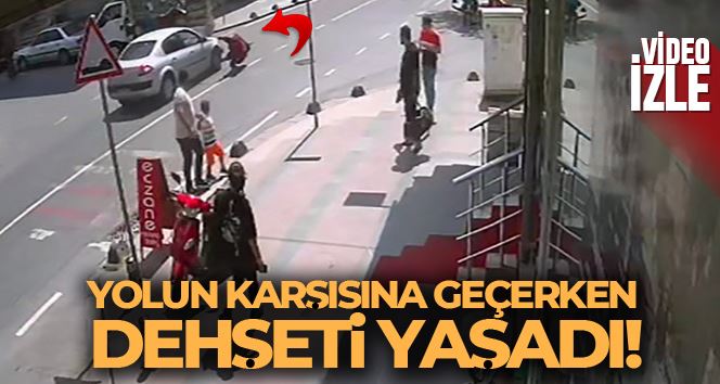 Yaya geçidinde kadına araba çarptı, o anlar güvenlik kamerasına yansıdı