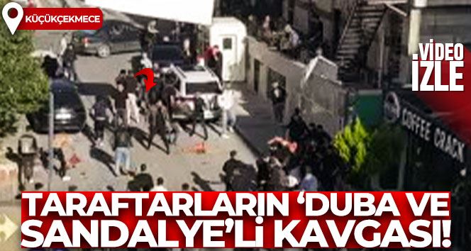 Küçükçekmece’de taraftarların ‘duba ve sandalye’li kavgası kamerada