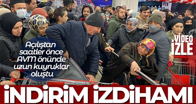 İstanbul’da market açılışında ’indirim’ izdihamı
