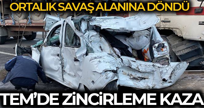 TEM’de 9 araçlı zincirleme kaza, ortalık savaş alanına döndü