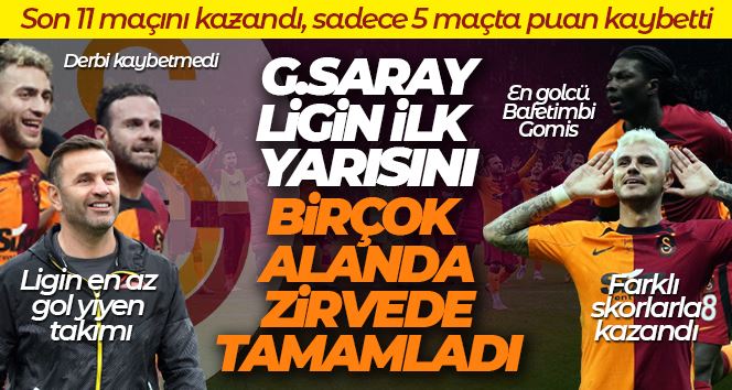 Galatasaray ligin ilk yarısını birçok alanda zirvede tamamladı