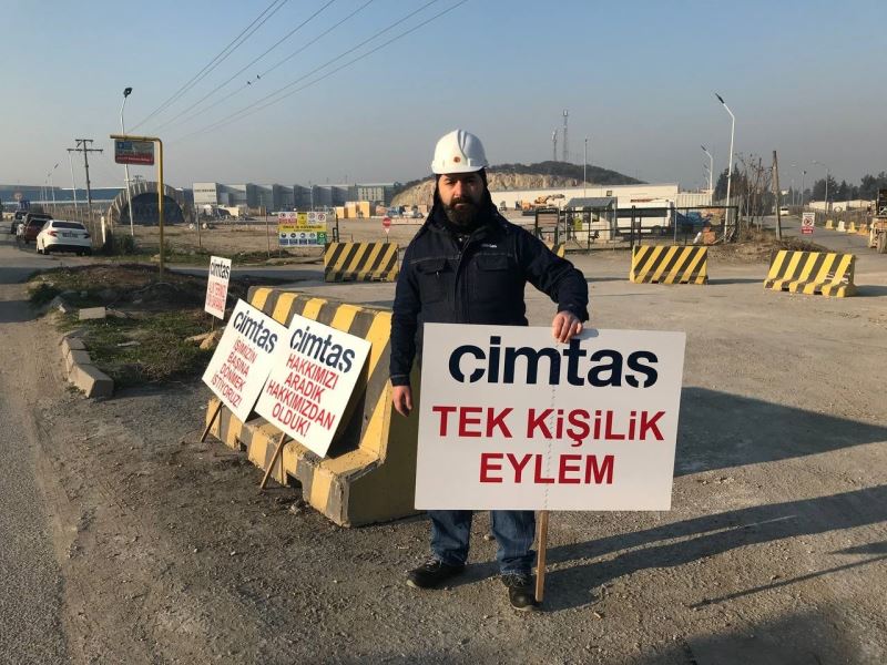 Kaynak işçisinden tek kişilik eylem
