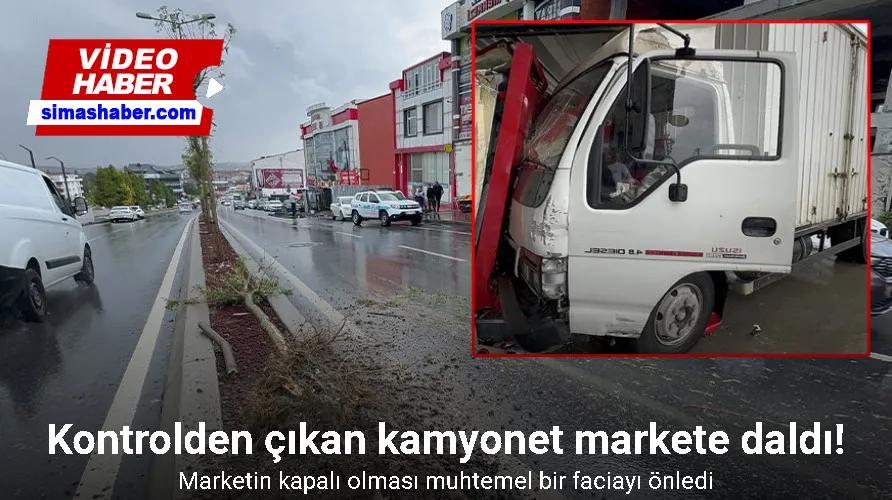 Arnavutköy’de kontrolden çıkan kamyonet markete daldı, kaza anı kamerada