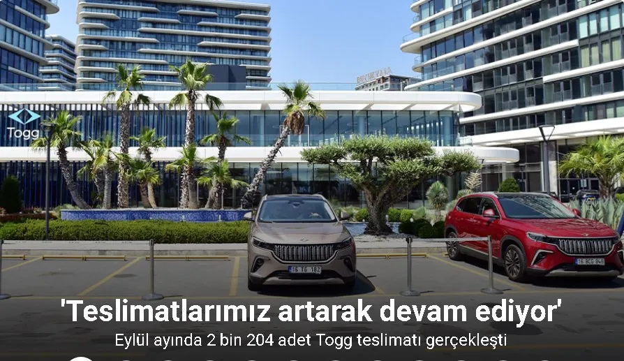 Eylül ayında 2 bin 204 adet Togg teslimatı gerçekleşti