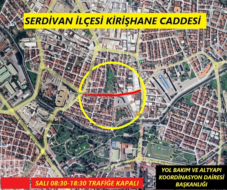 Sakarya Büyükşehir’den uyarı: O cadde Salı günü trafiğe kapatılacak
