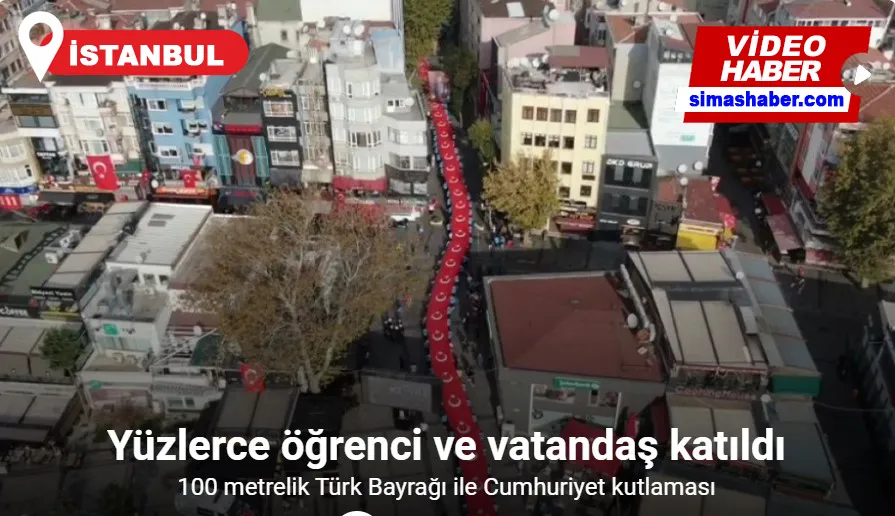 Pendik’te 100 metrelik Türk bayrağı ile Cumhuriyet kutlaması