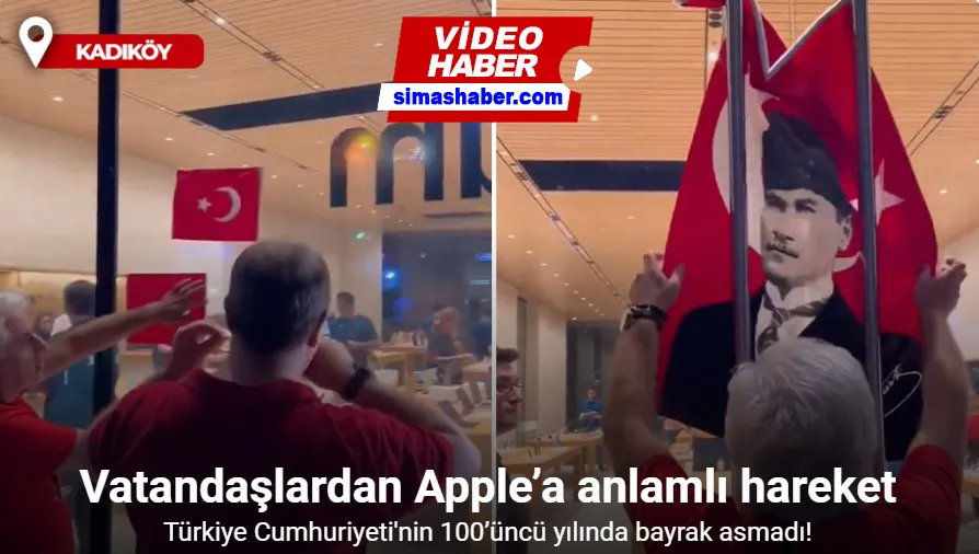 Kadıköy’de Apple mağazası Türk bayrağı asmayınca vatandaşlar astı