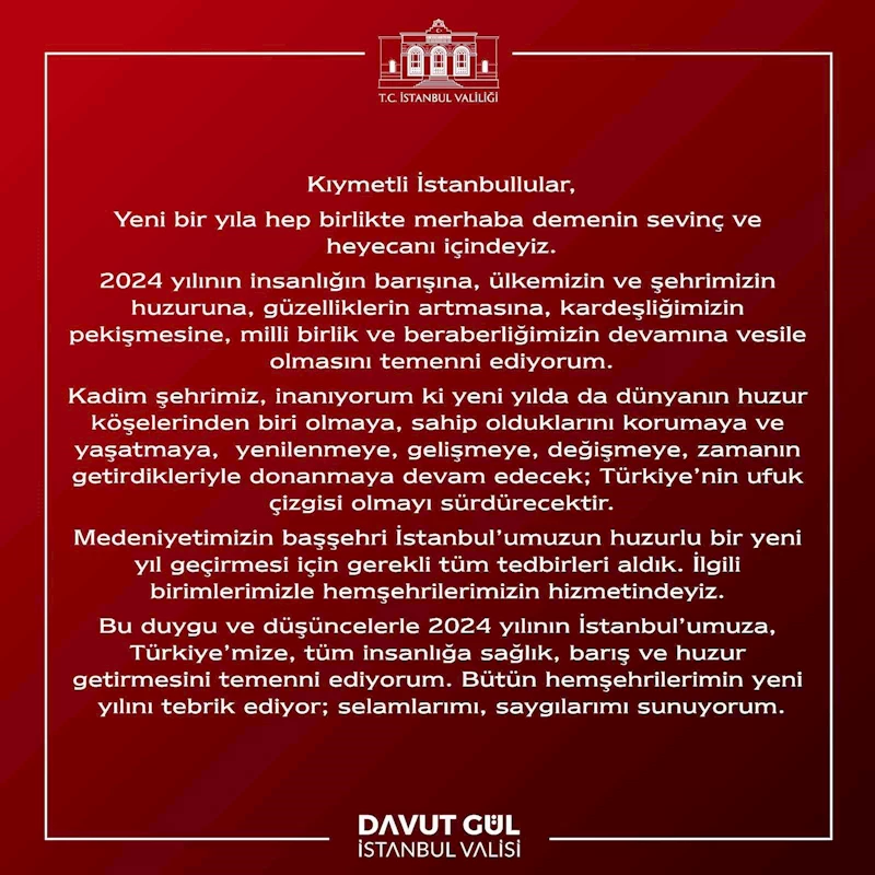 İstanbul Valisi Gül: 