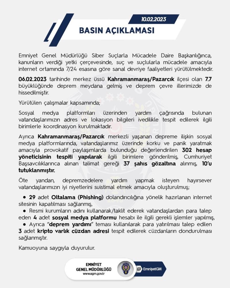 Türk polisi 7 gün 24 saat esasına göre sanal devriyelerini sürdürüyor

