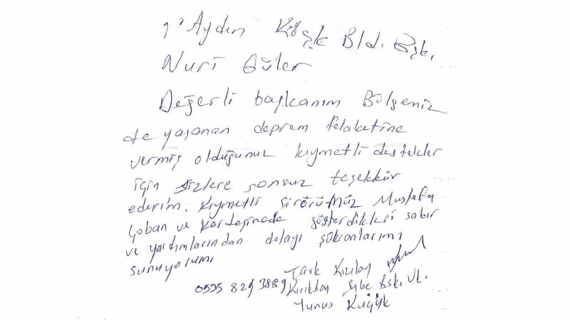 Deprem bölgesinden, Başkan Güler’e anlamlı mesaj