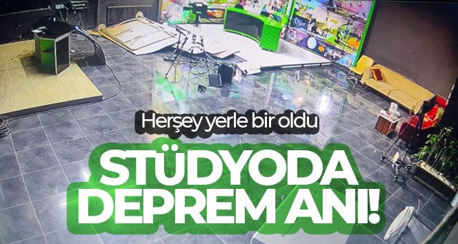 Stüdyoda deprem anı kamerada