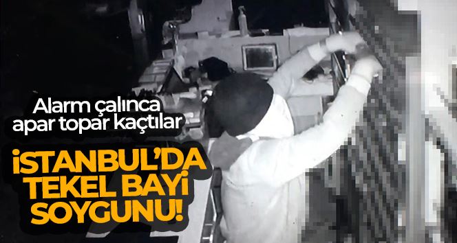 İstanbul’da tekel bayii soygunu kamerada: Alarm çalınca apar topar kaçtılar