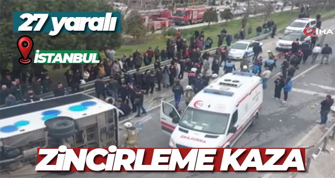 Silivri’de aralarında cezaevi personelini taşıyan servisin de olduğu zincirleme kazada 27 kişi yaralandı