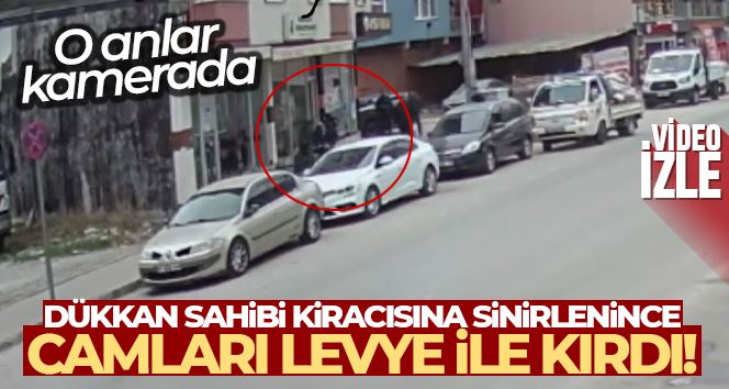 Dükkan sahibi kendi kiracısına sinirlenince camları levye ile kırdı