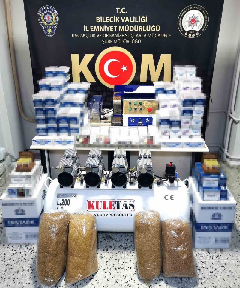 Bilecik’te 43 bin 340 adet dolu makaron, 45 kilo kıyılmış tütün ele geçirildi
