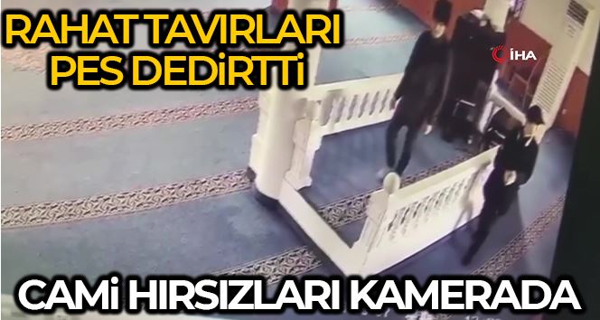 Beylikdüzü’nde camiden mikrofon çalan hırsızlar kamerada