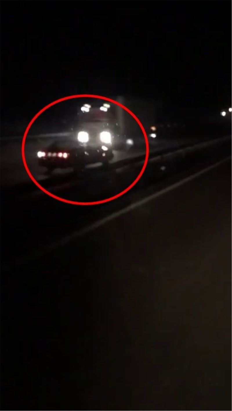 Otoyolda ters şeritten giden sürücü tehlike saçtı
