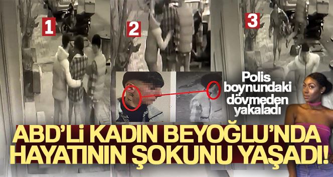 Beyoğlu’nda ABD’li kadına kapkaç kamerada: Beline sarılıp telefonunu çaldılar