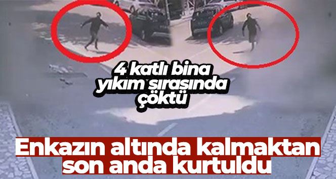 Bursa’da 4 katlı bina yıkım sırasında çöktü, enkazın altında kalmaktan son anda kurtuldu