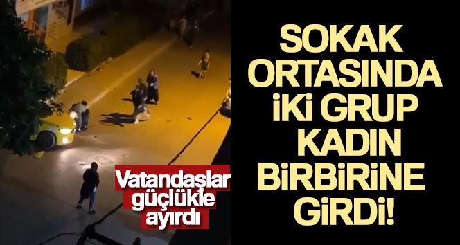 İstanbul’da iki grup kadının saç saça baş başa kavgası kamerada