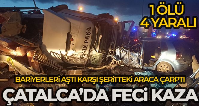 TEM’de tır bariyerleri aşarak karşı şeritteki araca çarptı: 1 ölü, 4 yaralı