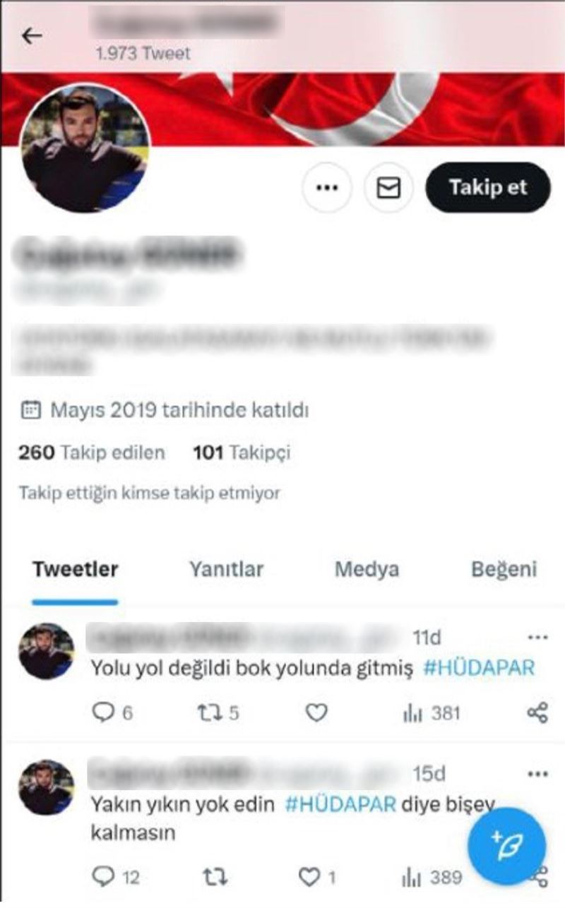 HÜDA PAR Adana İl Başkanlığına yapılan saldırıyla ilgili provokatif paylaşıma gözaltı
