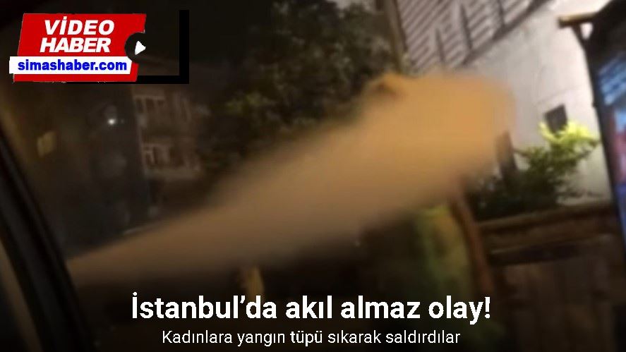 İstanbul’da akıl almaz olay kamerada: Kadınlara yangın tüpü sıkarak saldırdılar