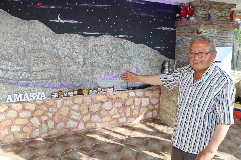 Köy muhtarı, Amasya’nın siluetini evinin duvarına yaptırdı
