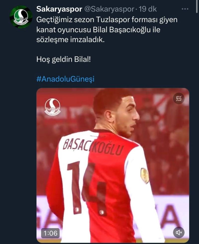 Sakaryaspor, Bilal Başacıkoğlu ile sözleşme imzaladı
