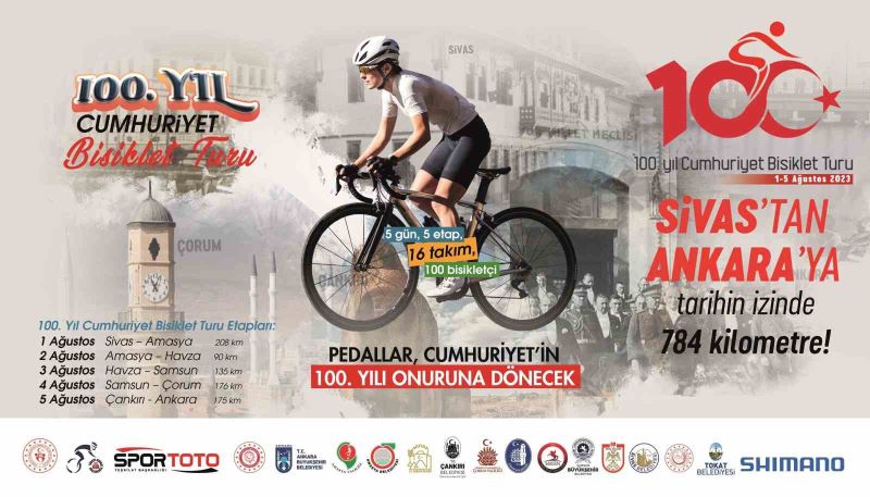 100.Yıl Cumhuriyet Bisiklet Turu’nun 2. etabında bisikletçiler, Amasya’dan Havza’ya pedal çevirecek
