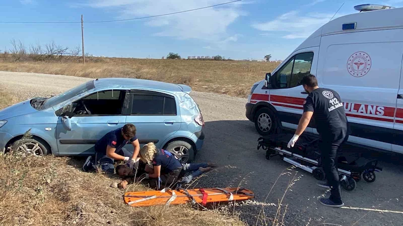 Virajda mıcıra kapılan otomobil takla attı: 1 yaralı
