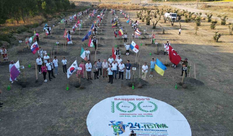 100 ülkenin gençleri dünya barışı için 100 zeytin fidanı dikti