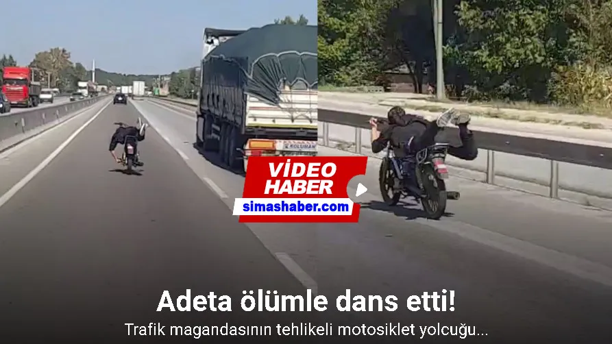 Trafik magandasının tehlikeli motosiklet yolcuğu kamerada