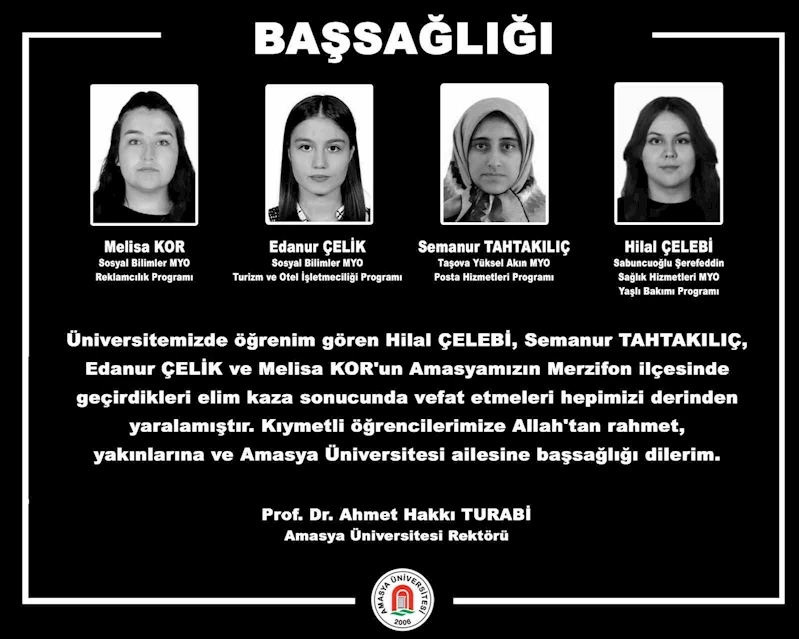 Amasya Üniversitesi otobüs kazasında 4 öğrencisini kaybetti
