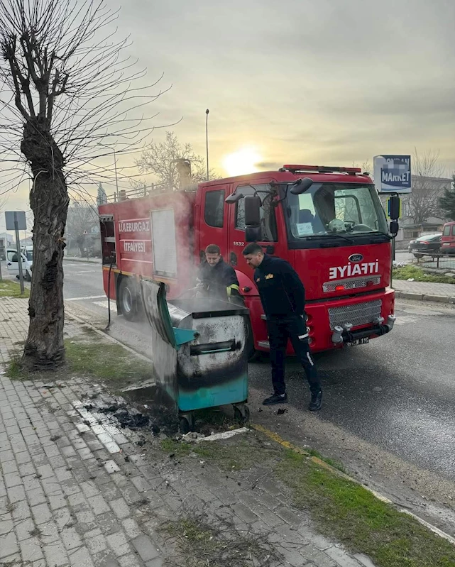 Lüleburgaz’da çöp konteynerinde yangın çıktı
