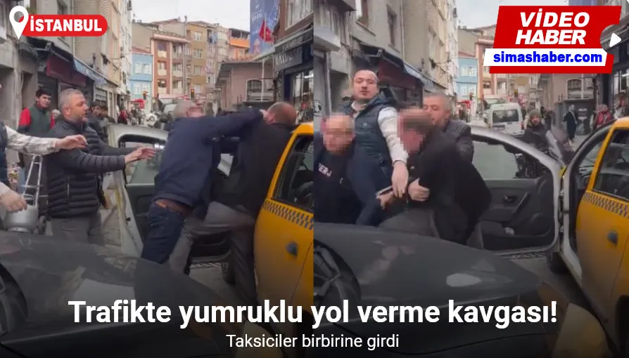 Kasımpaşa’da taksiciyle yumruklu yol verme kavgası kamerada: “10 kişi bir adama mı giriyorsunuz”