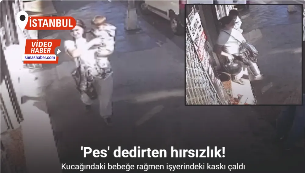 Fatih’te kadın hırsız kucağındaki bebekle iş yerine girdi, kask çaldı: O anlar kameraya yansıdı