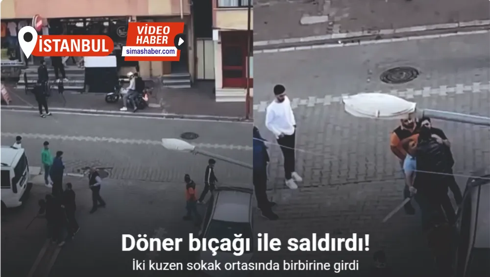 Kuzenler arasında döner bıçaklı kavga çıktı;  o anlar kamerada