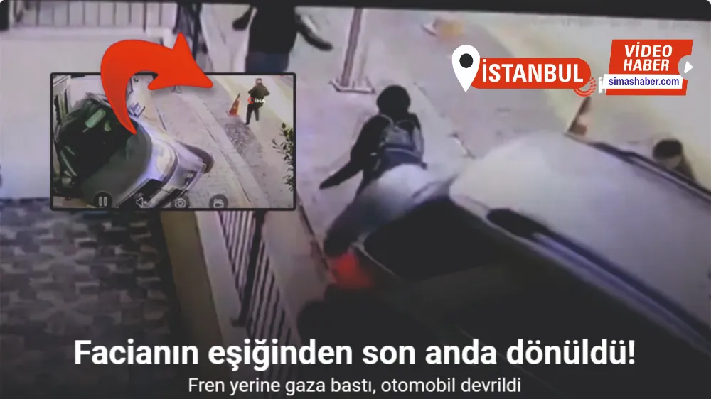 Güngören’de devrilen aracın altında kalmaktan son anda kurtuldular...O anlar kamerada