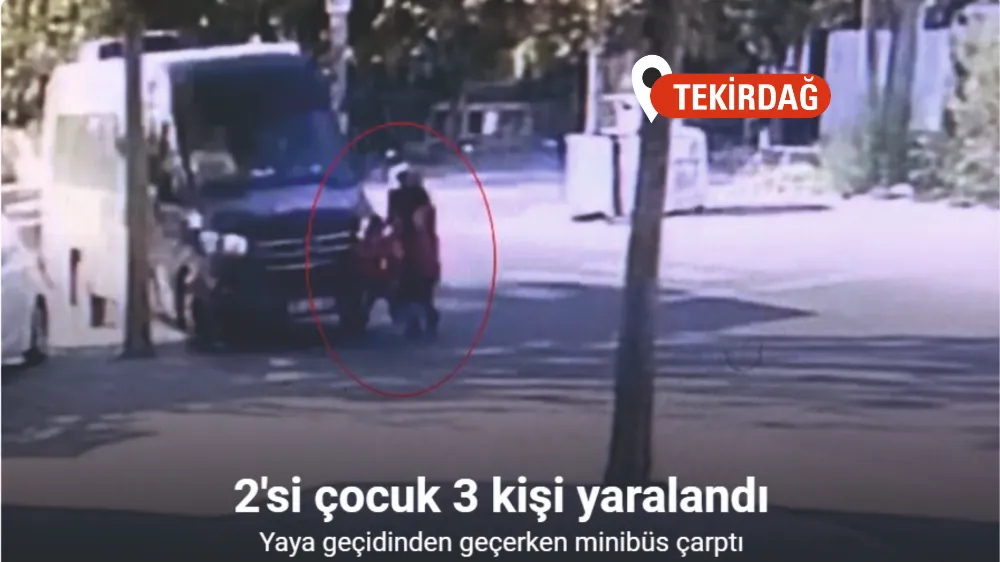 Yaya geçidinden geçen 3 kişiye minibüsün çarptığı anlar kamerada